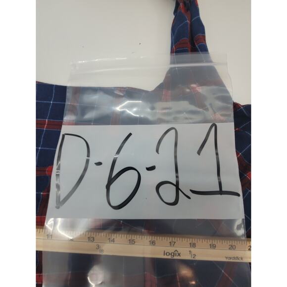 Alter Ego Womens Blue Red Plaid Ruffled Long Sleeve Button-Down Shirt Medium - Picture 10 of 10